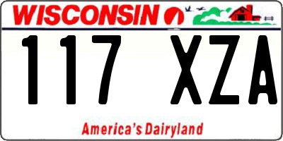 WI license plate 117XZA