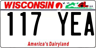WI license plate 117YEA