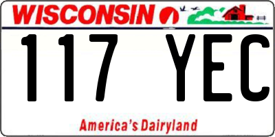 WI license plate 117YEC