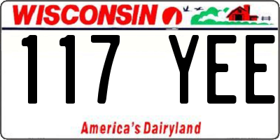 WI license plate 117YEE