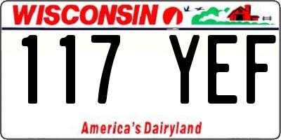 WI license plate 117YEF