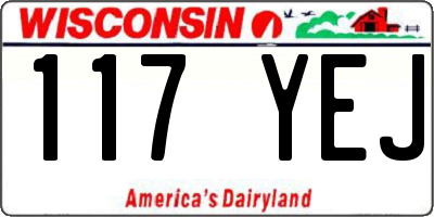 WI license plate 117YEJ