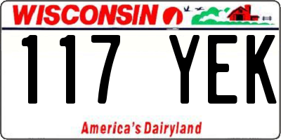 WI license plate 117YEK