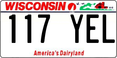 WI license plate 117YEL