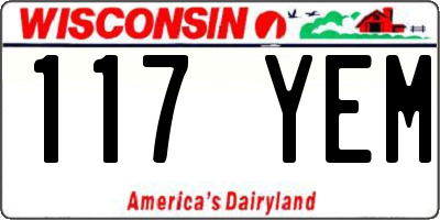 WI license plate 117YEM
