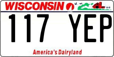 WI license plate 117YEP