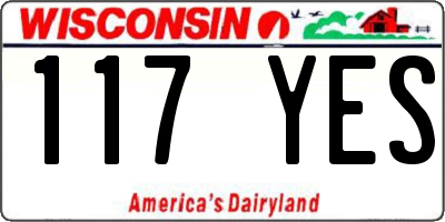 WI license plate 117YES