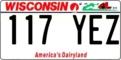 WI license plate 117YEZ