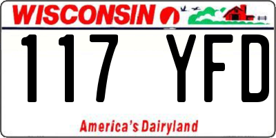 WI license plate 117YFD