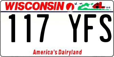 WI license plate 117YFS