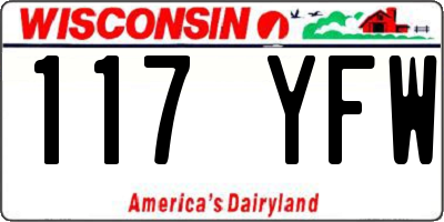 WI license plate 117YFW