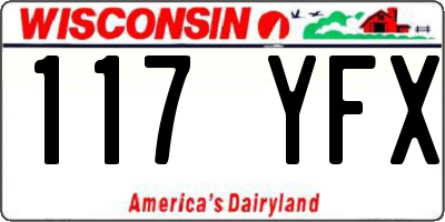 WI license plate 117YFX