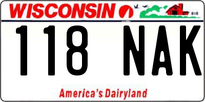 WI license plate 118NAK