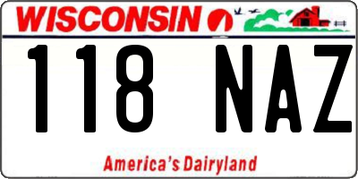 WI license plate 118NAZ