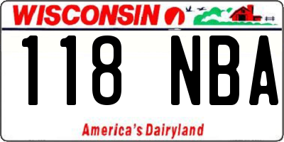 WI license plate 118NBA