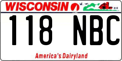 WI license plate 118NBC