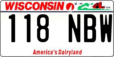 WI license plate 118NBW