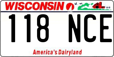WI license plate 118NCE