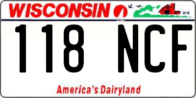 WI license plate 118NCF