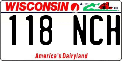 WI license plate 118NCH