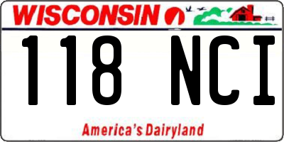 WI license plate 118NCI
