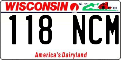 WI license plate 118NCM