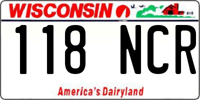 WI license plate 118NCR