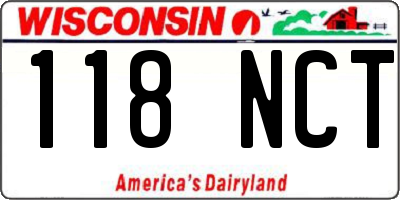 WI license plate 118NCT