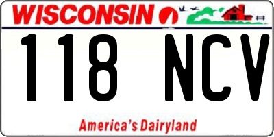 WI license plate 118NCV