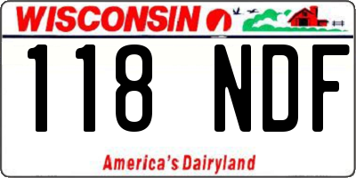 WI license plate 118NDF