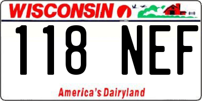 WI license plate 118NEF