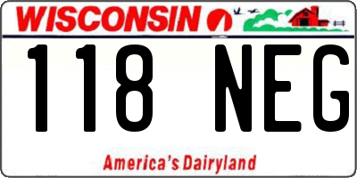 WI license plate 118NEG