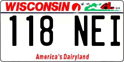 WI license plate 118NEI