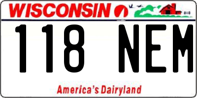 WI license plate 118NEM