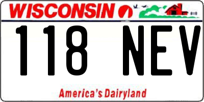 WI license plate 118NEV