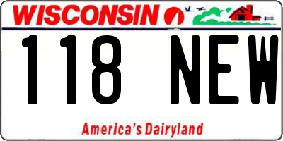 WI license plate 118NEW