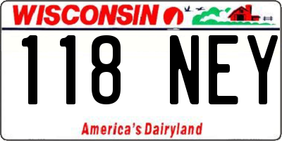 WI license plate 118NEY