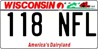 WI license plate 118NFL