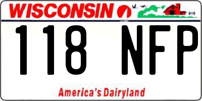 WI license plate 118NFP