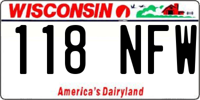 WI license plate 118NFW