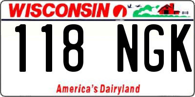 WI license plate 118NGK