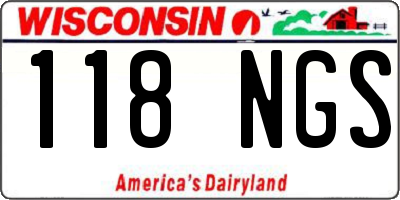 WI license plate 118NGS