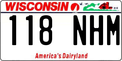 WI license plate 118NHM