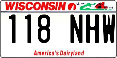 WI license plate 118NHW