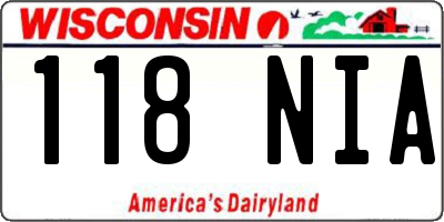 WI license plate 118NIA