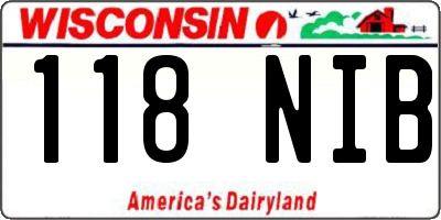 WI license plate 118NIB