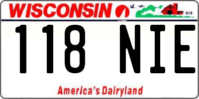 WI license plate 118NIE