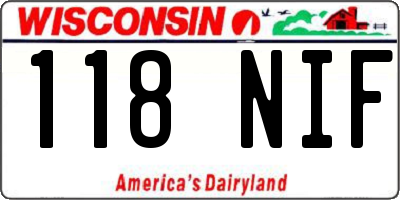 WI license plate 118NIF