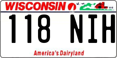 WI license plate 118NIH