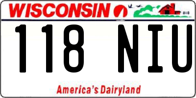 WI license plate 118NIU